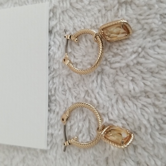 New Ralph Lauren Rope Stone Huggie Earrings - Picture 4 of 7